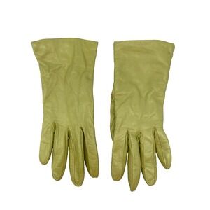 Sermoneta Kid Leather Gloves Green Cashmere Lined Medium Length